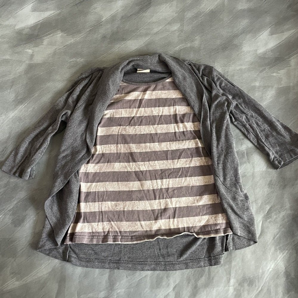 Girl’s Mudd Striped Layered Shirt Medium 10/12 Gray